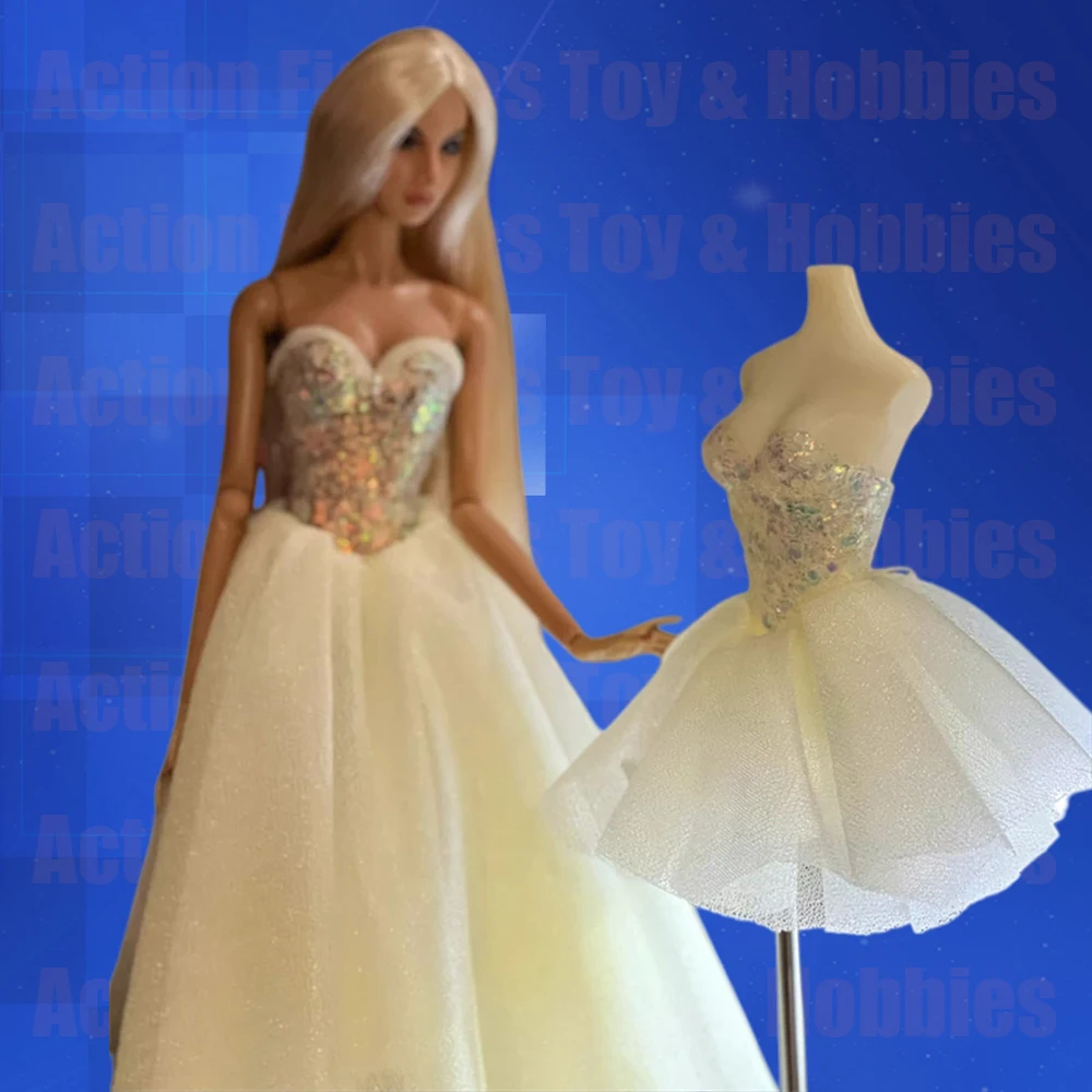 

【30days made】1/6 Scale Mermaid Princess Dress Tube Top Evening Party Veil Skirt for 12in Action Figure Fr pp MengF DOOARE Doll