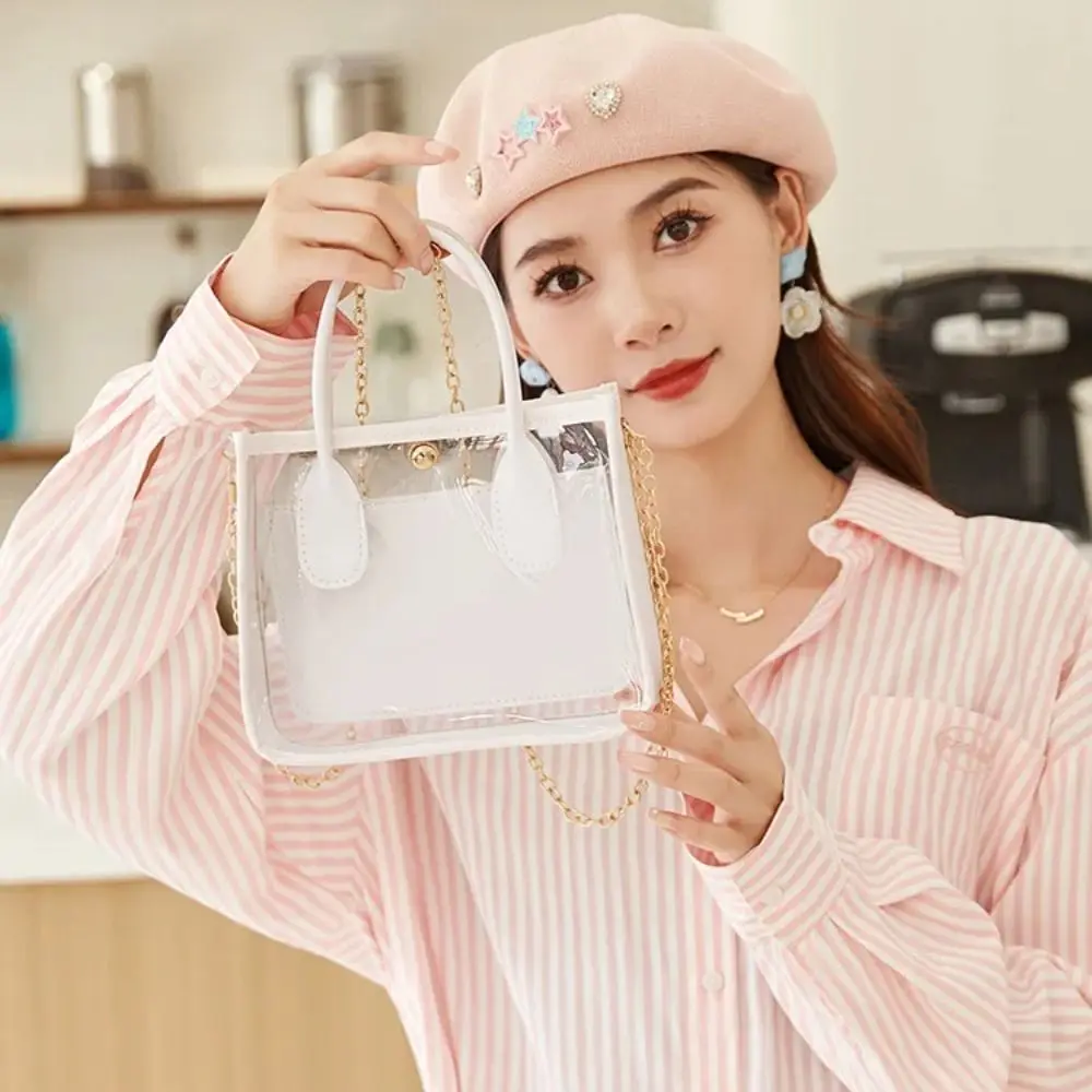 Internet Celebrity Popular Transparent Jelly Handbag Trendy Small Fresh and Fashionable Versatile Chain Crossbody Bag