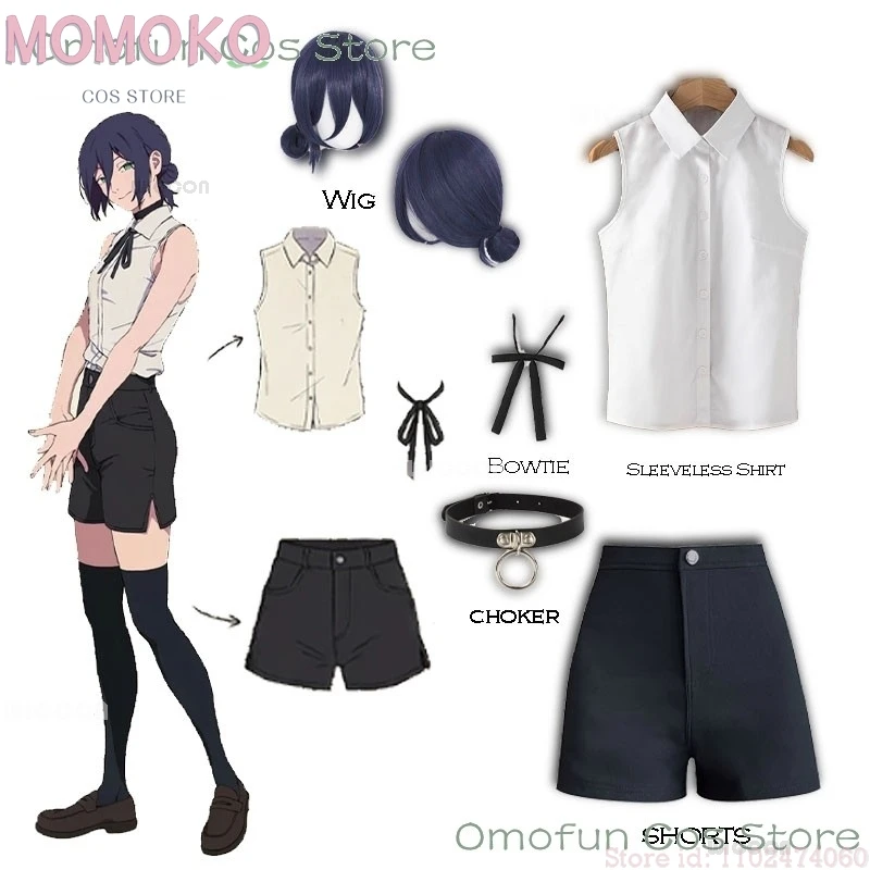 anime-adultos-reze-cosplay-trajes-sexy-sem-mangas-camisa-peruca-motosserra-roupas-terno-gravata-curto-gargantilha-acessorios