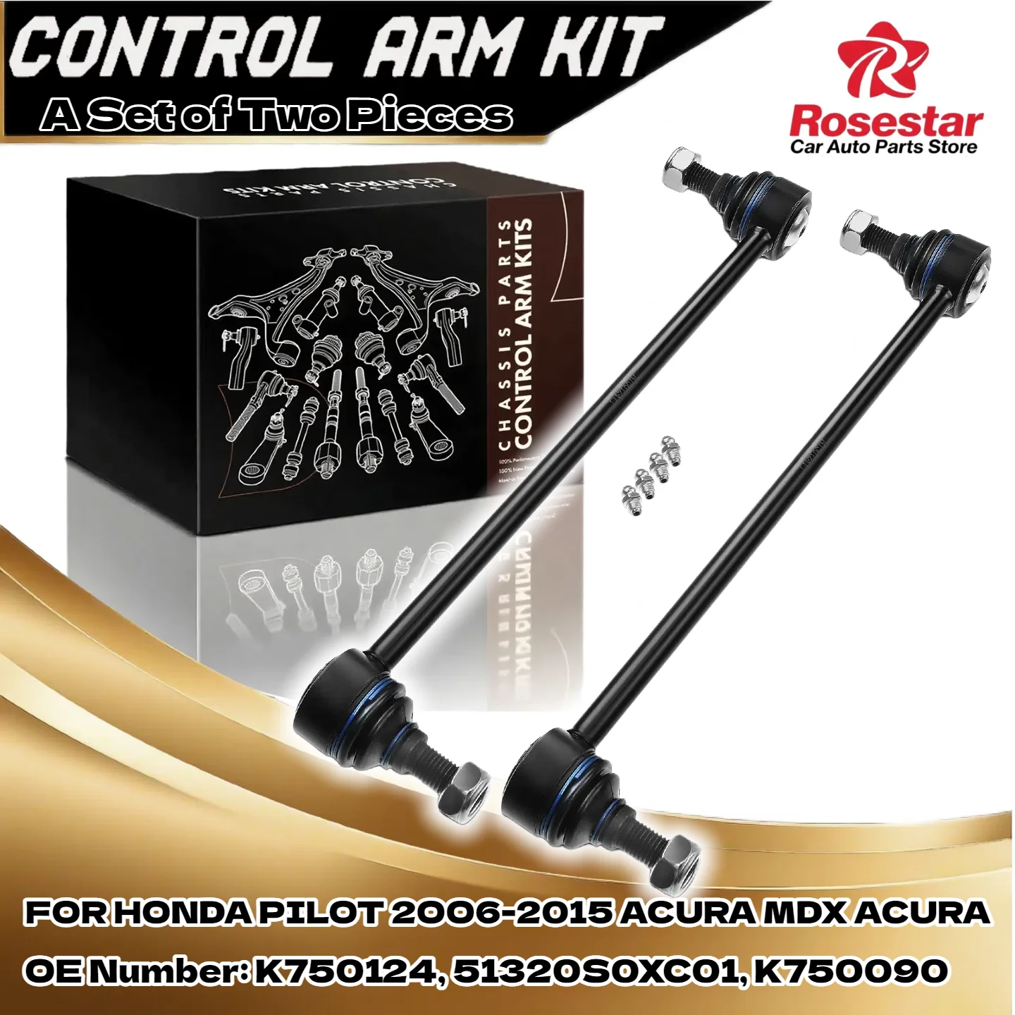

2x Front Stabilizer Bar End Link for Honda Pilot 06-15 Acura MDX ZDX 3.5L 3.7L K750124, 51320S0XC01, K750090