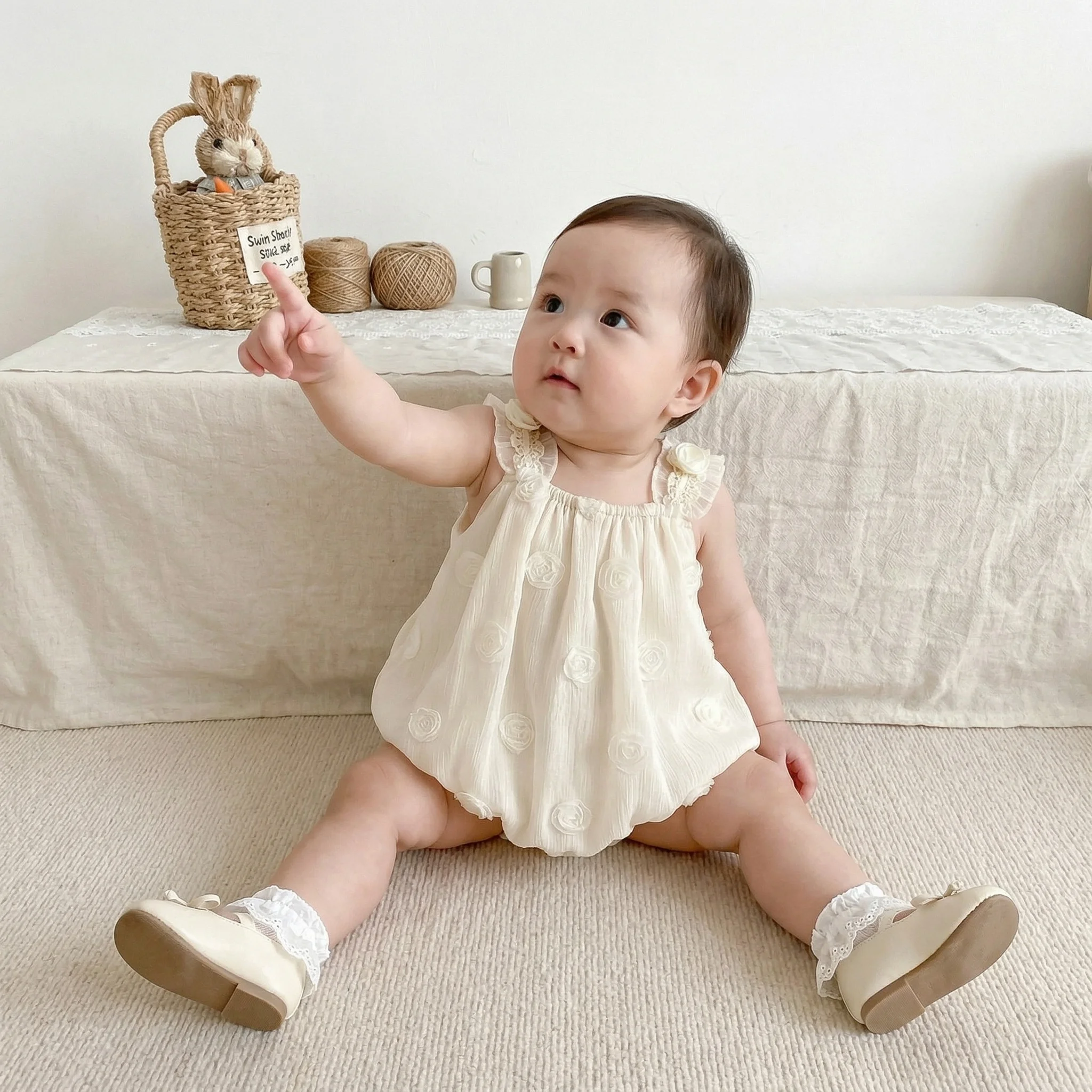 Summer Baby Bodysuit 3-24M Sweet 3D Flower Girls One Piece Cute Straps Toddler Clothes Infant Jumpsuit