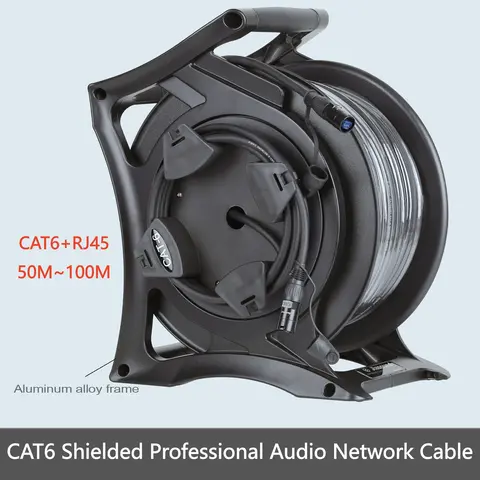 100m Professional Audio Cat6 Ethernet Cable with RJ45 Male Connector Pure Copper Pure Copper Wire Transmission Stage Snake Cable