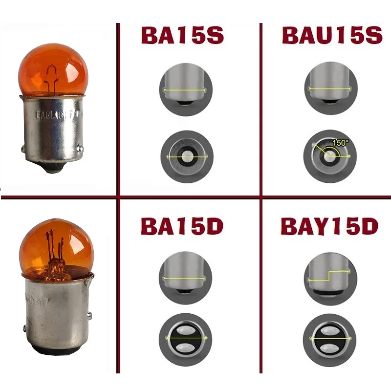 Auto luz interior padrão, lâmpadas da matrícula, bulbos brancos mornos do halogênio do carro, bulbos do sinal, T16, BA15S, BAU15S, 12V, 10W, 1 PC, 4