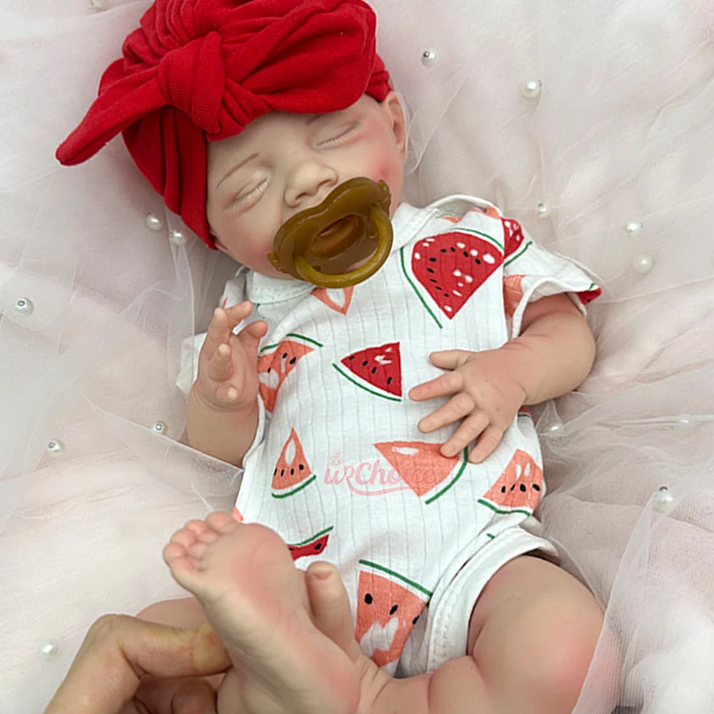 Muñeca Reborn de silicona platino de cuerpo completo, flexible, de 45 cm (18 pulgadas), resistente al agua, hecha a mano, con boca que se abre, realista, bebé recién nacida, juguete, regalo