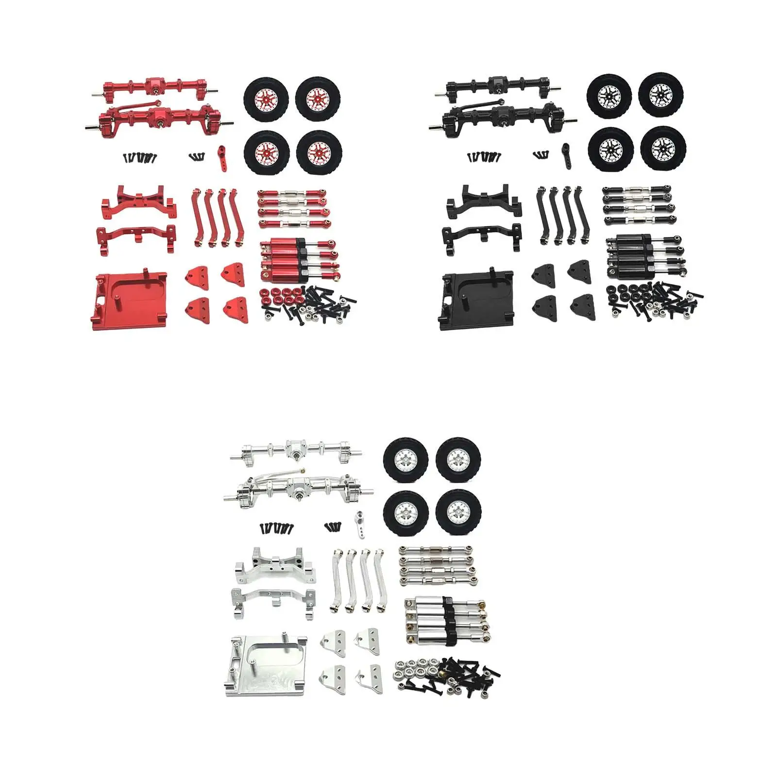 

1:12 Scale Front and Rear Axle Set Shock Mount, Connecting Rod Repair Part Upgrades Kit for MN99S DIY Accessories Trucks