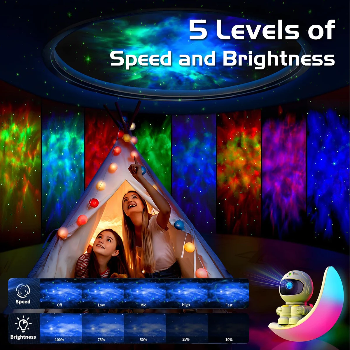 Astronaut Galaxy Star Projector Night Light 360° Space Man Colorful Moon Buddy Starry Nebula Ceiling Projector Sky LED Starlight