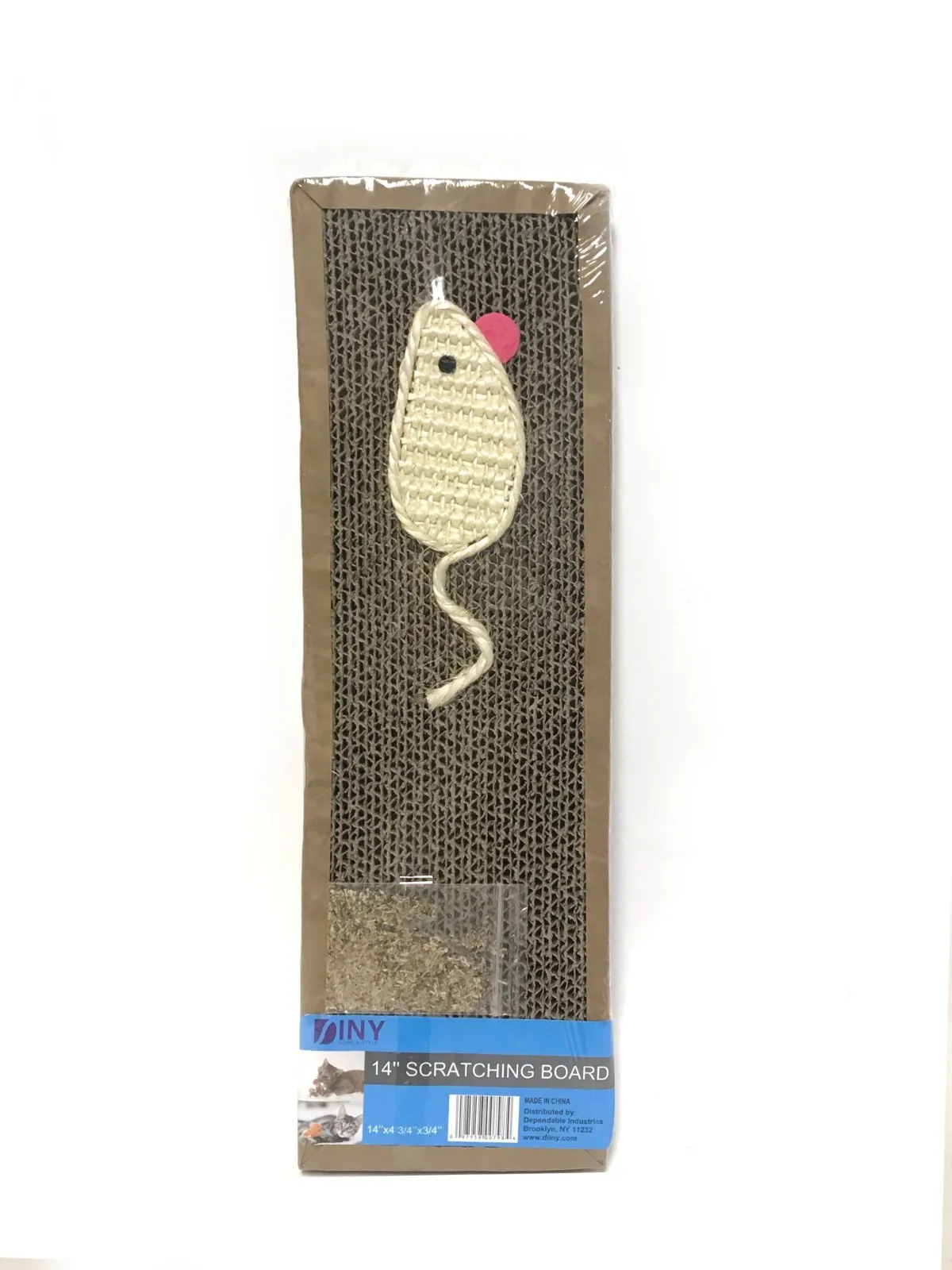 14 Inch Cat Scratcher with Catnip Natural Cardboard Scratch Pad Mouse Toy for Cats Interactive Kitten Play Mat Durable Pet Nail