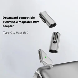 140W TYPE C Magnetic Adapter For Apple Magsafe 1/2/3 For MacBook Air Pro 90Degree Elbow USB C Female Fast Charging Converter