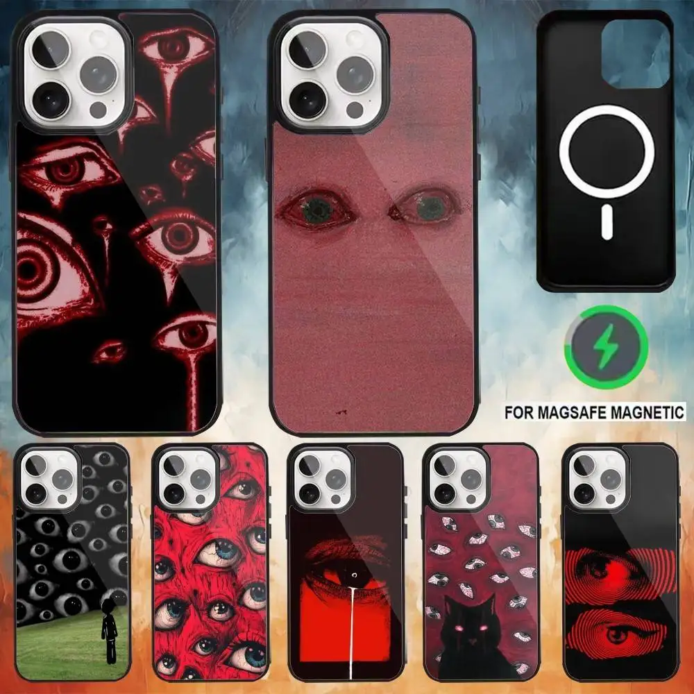 

S-Scary Eyes Phone Case For iPhone17,16,15,14,13,12,11 Plus,Pro Max Magnetic For Magsafe Wireless Charging