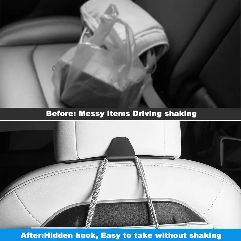 

Car Seat Headrest Hook Strong Bearing Capacity Auto Fastener Clip Hidden Car Back Seat Organizer Holder For Tesla Model 3 Y