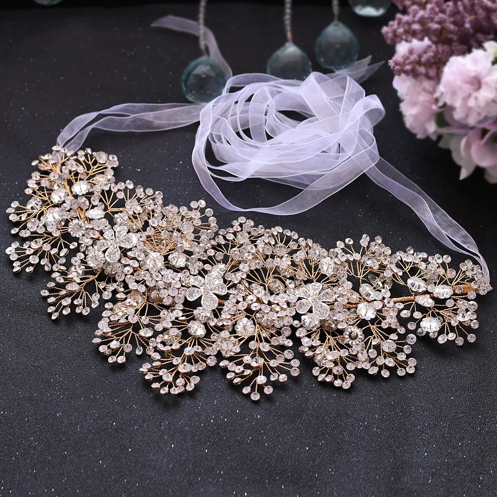 Cinto luxuoso para noivas, prata, diamante, faixas de liga de strass, flor, cinto, acessórios para vestido de casamento