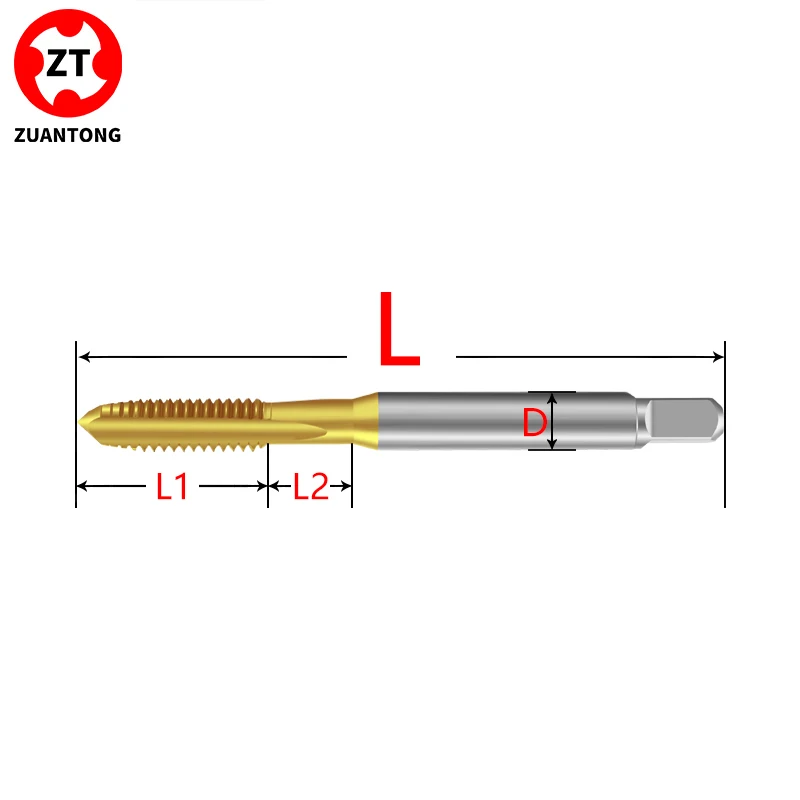 ZUANTONG HSSE-M35 Left Hand JIS Standard Straight Fluted Hand Tap Without/TIN Coating UNC 4-40~1/2-13 Machine Screw Thread Tap