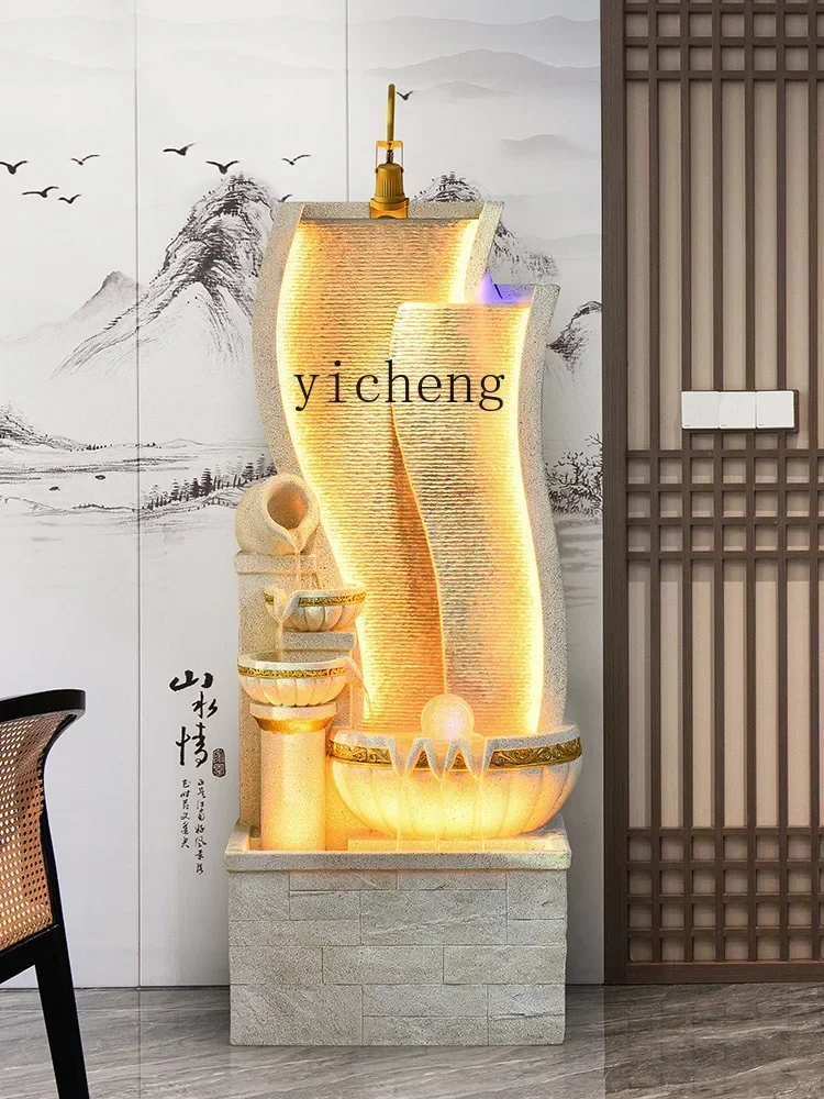 Flowing Water Fountain Ornament Circulating Water Living Room Lucky Entrance New Residence Opening Office Light LuxuryX24
