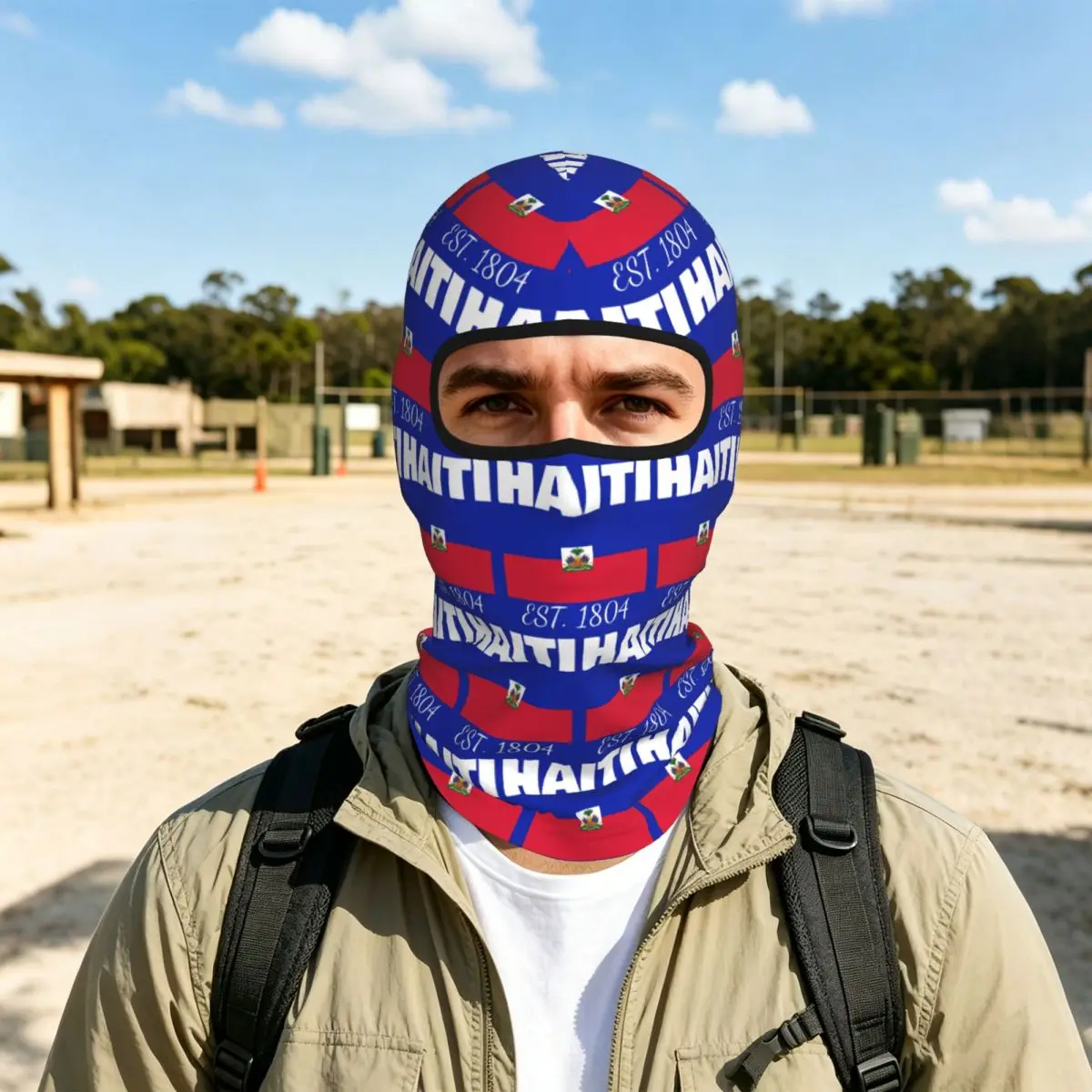 Haiti EST. 1804 Independence Haitian Flag Merch Breathable Thin Balaclava Full Face Mask Sun Protection Neck Gaiter Motorcycle