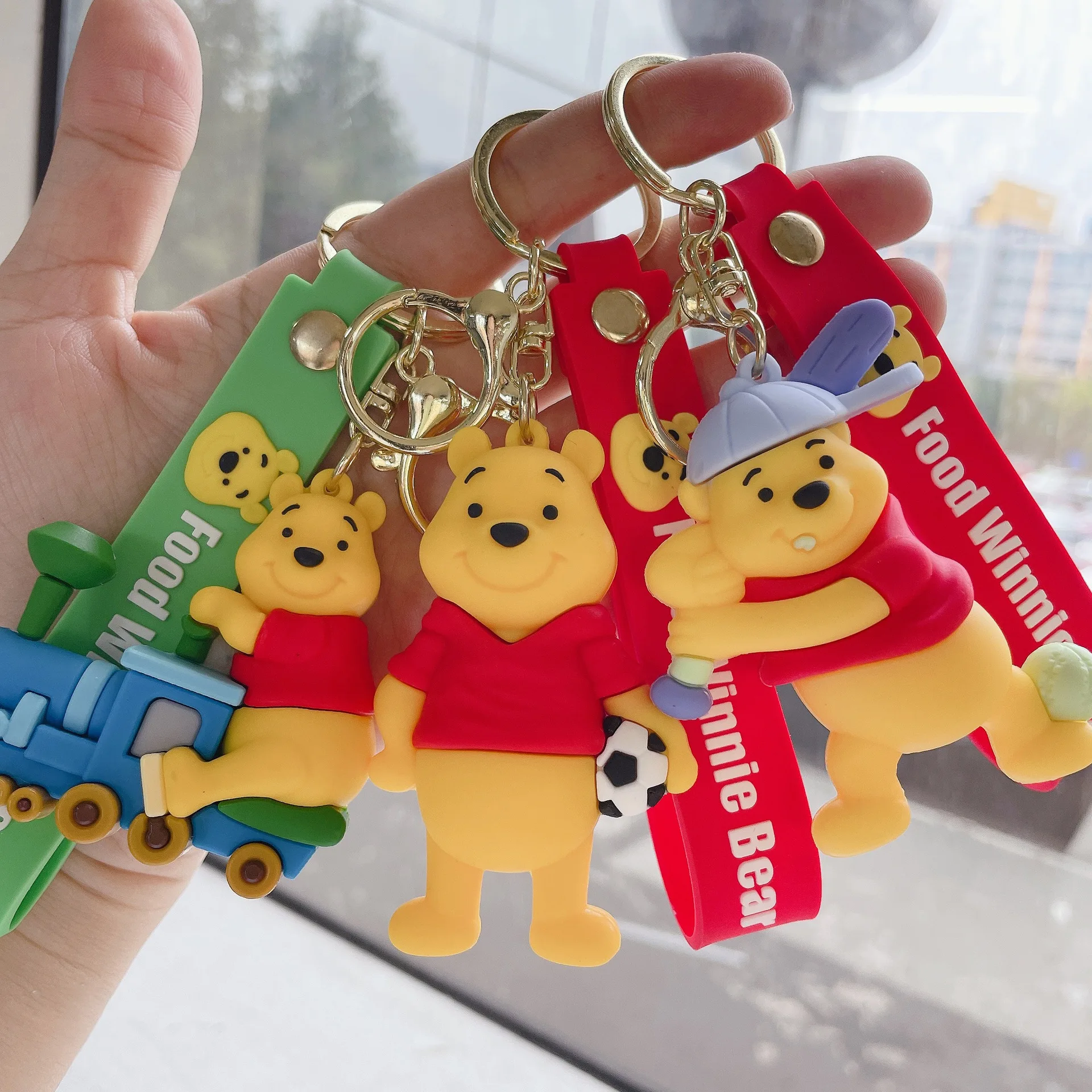 Cute Cartoon Disney Pooh Bear Keychain Car Doll Bag Pendant Keyring Gift for Kids Friends Accessories Wholesale