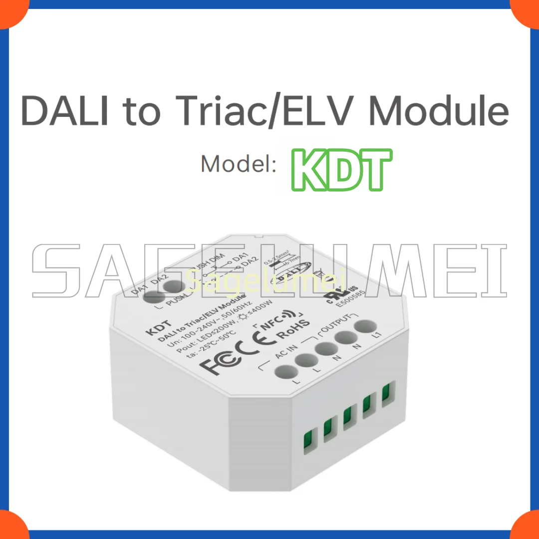 KDT AC100-240V DALI to Triac/ELV Module DALI-2 DT6 Используйте приложения NFC Light Smart PUSH Dim Module для ламп накаливания/огниены