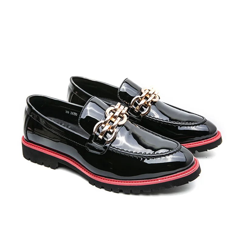 Men Loafers Shoes Red Sole Metal Decoration Pu Black Slip on Designer Shoes Men Breathable  Men Casual Shoes