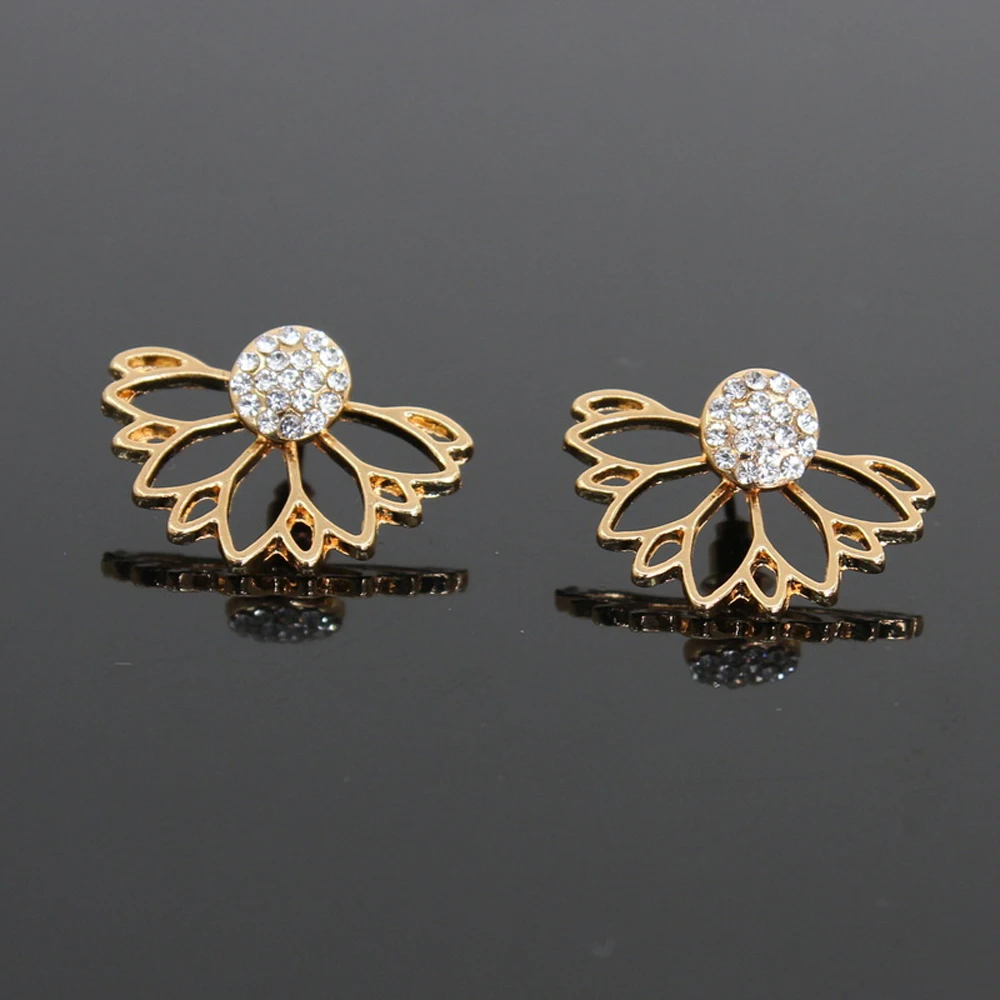 SUMENG 2024 New Crystal Flower Stud Earrings For Women Fashion Jewelry Simple Design Rhinestones Earring  Gifts