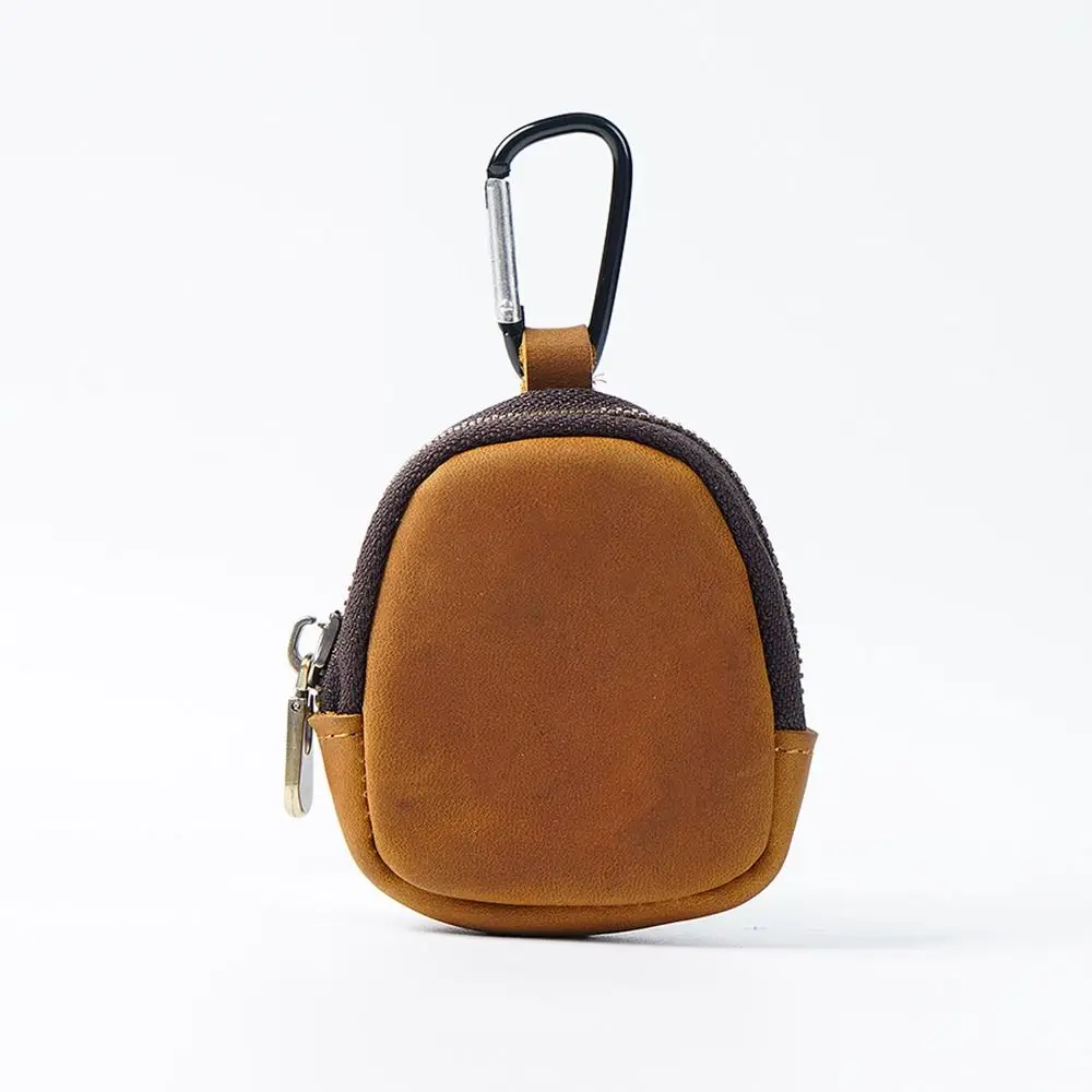 

Multifunctional With Keyring Cowhide Coin Purses Zipper Mini Card Bag Genuine Leather Small Purses