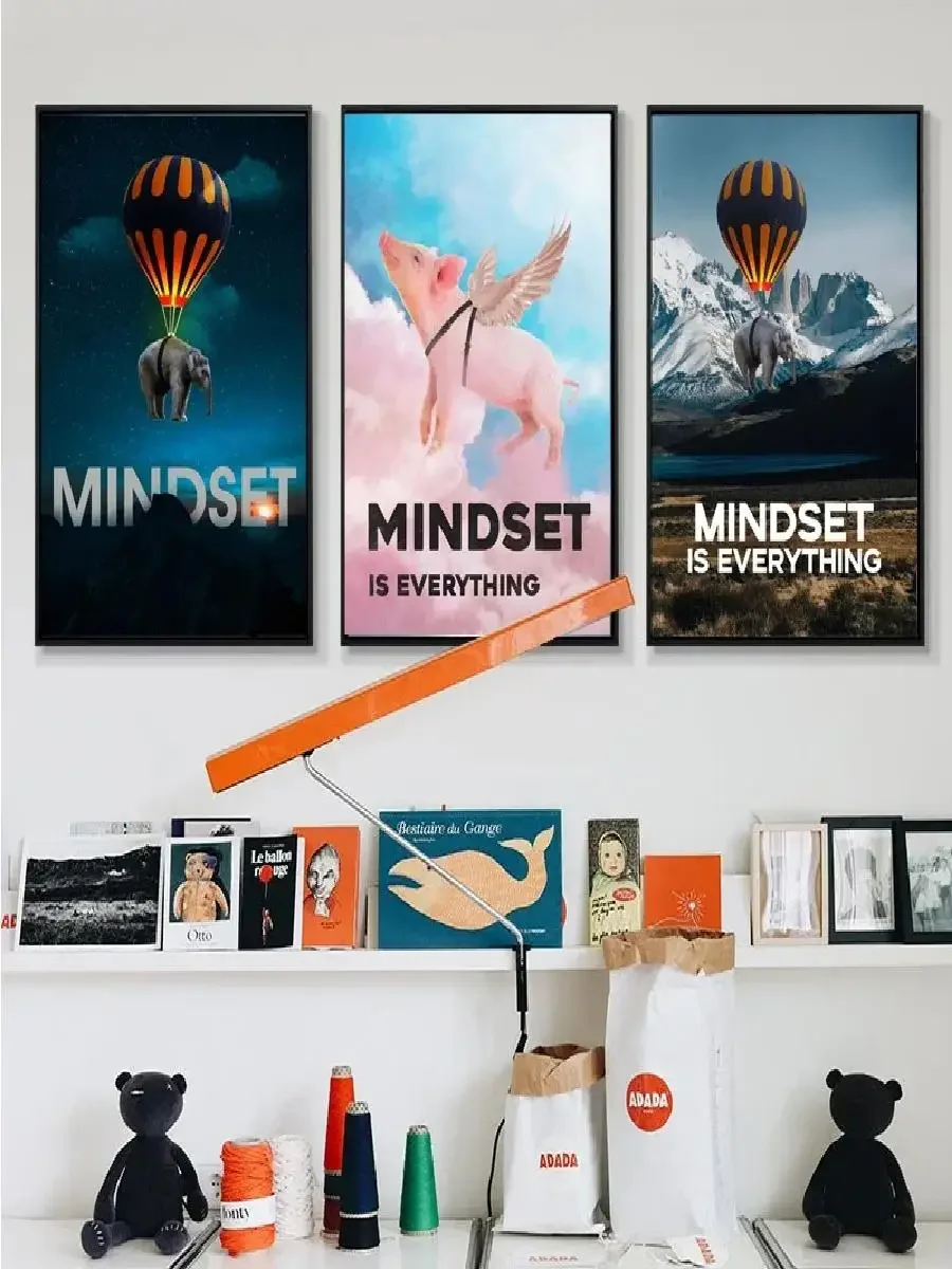 Motivational Success Quotes Canvas Painting  Mindset Is Everything Wall Art Print for Office Home Room Decor  Inspirational Post