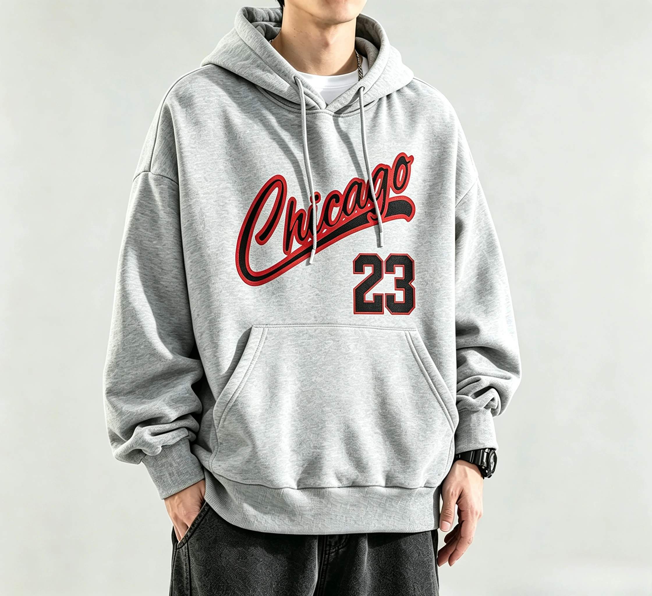 Sudadera con Capucha Casual de Talla Grande para Hombre, Otoño/Invierno - Abrigo Holgado de Moda para Parejas con Patrón Chicago 23, el Más Vendido