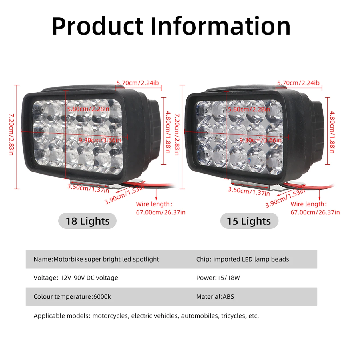18 LED Super Bright Motorcycle Headlight Moto Auxiliary Lamp 6000K White Motorbike Scooter Front Worklight Fog Lamp Spot Light image 6