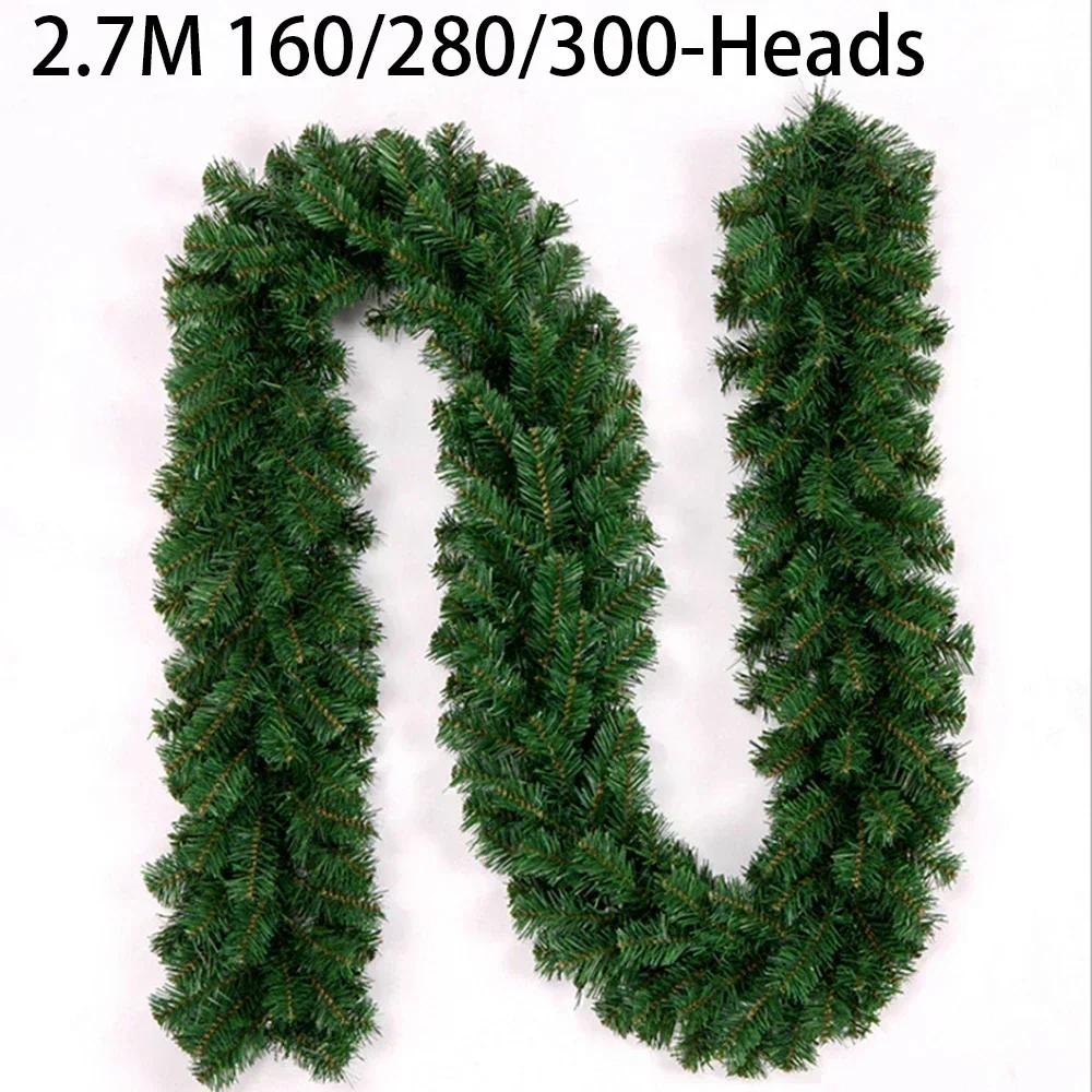 1pc 2.7M Christmas Garland Wreath Artificial Green Christmas Pine Tree Rattan Decorations PVC Artificial Pine Green Spruce