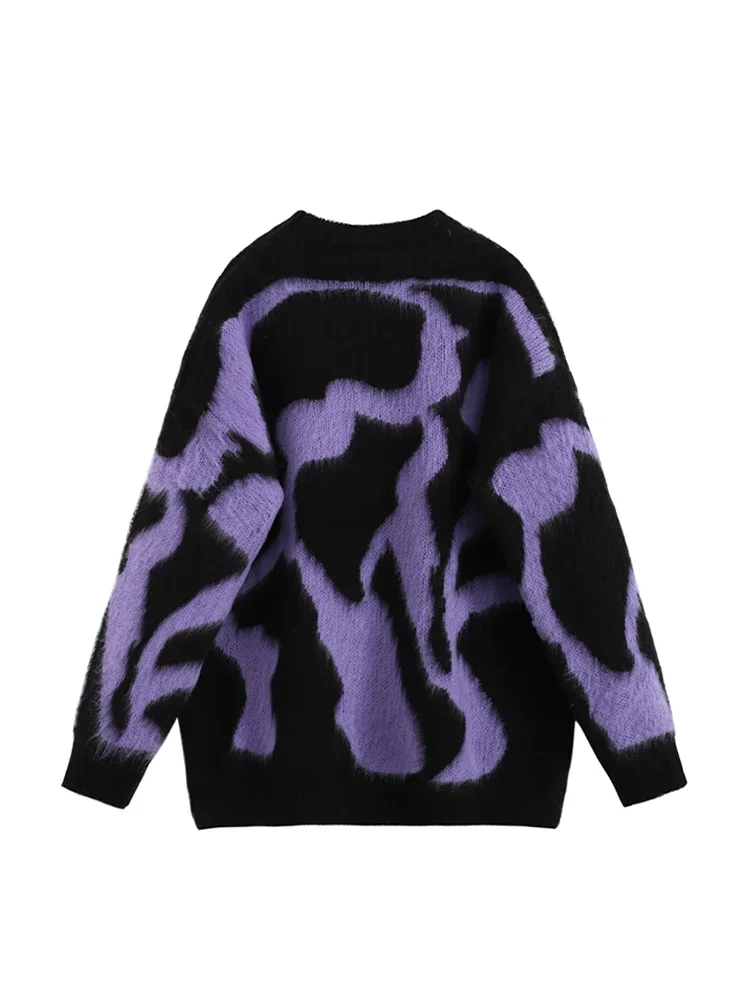 2024 New Trendy Women's Street Personalized Purple Hoodie Knitted Sweater Harajuku Unisex