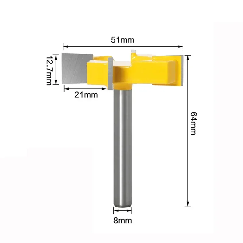 1pc 8mm Shank 4 Edge T Type Slotting Cutter Woodworking Tool Router Bits For Wood Industrial Grade Milling