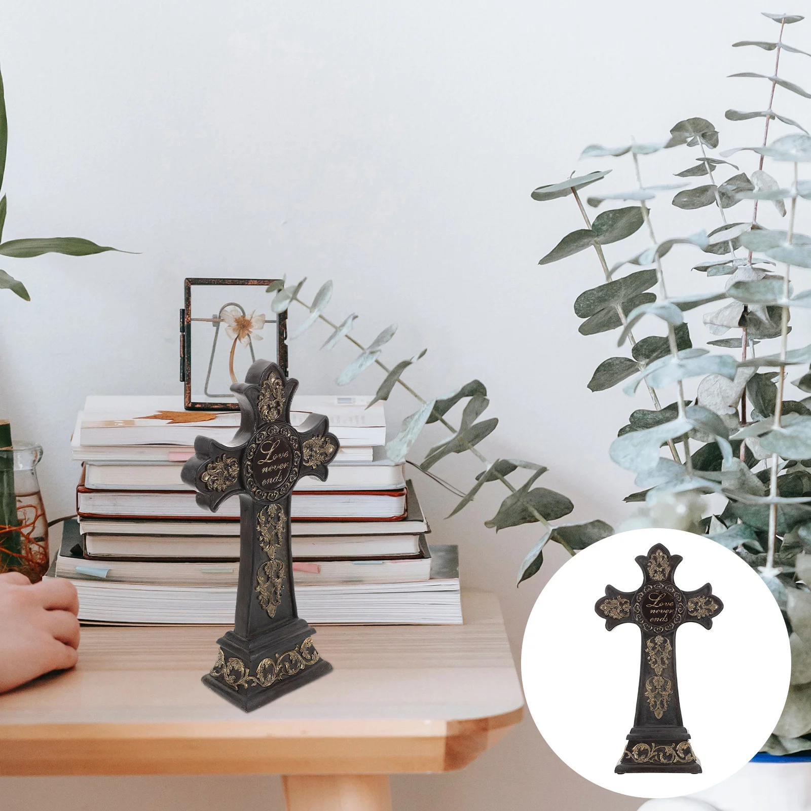 

European Home Decor Ornaments Resin Cross Craft For Living Room Table Shelf Entryway Festival Religious Symbol Indoor