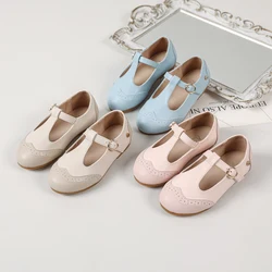 AS New Kids Shoes Children Princess Shoes Baby Girls Beige Leather Shoes Toddler Fashion Flats Soft Sweet Shoes Party Mary Jane