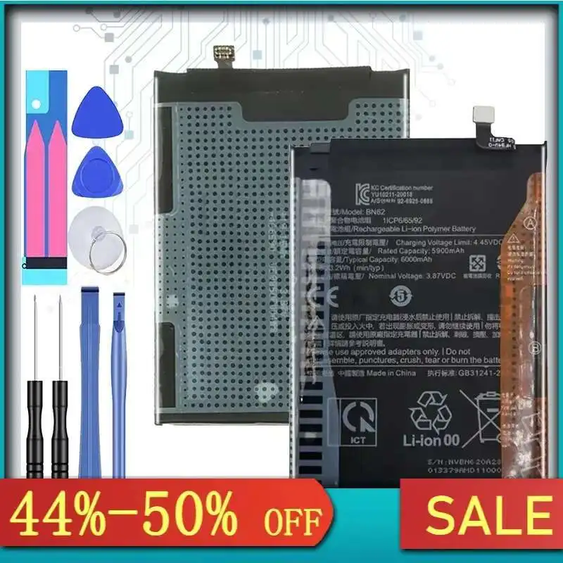 

Replacement Battery BN62 BN54 BN55 For Xiaomi Redmi Note 9 5G Note9 9s Note9s 5G For Redmi 10X 4G Redmi10X 4G