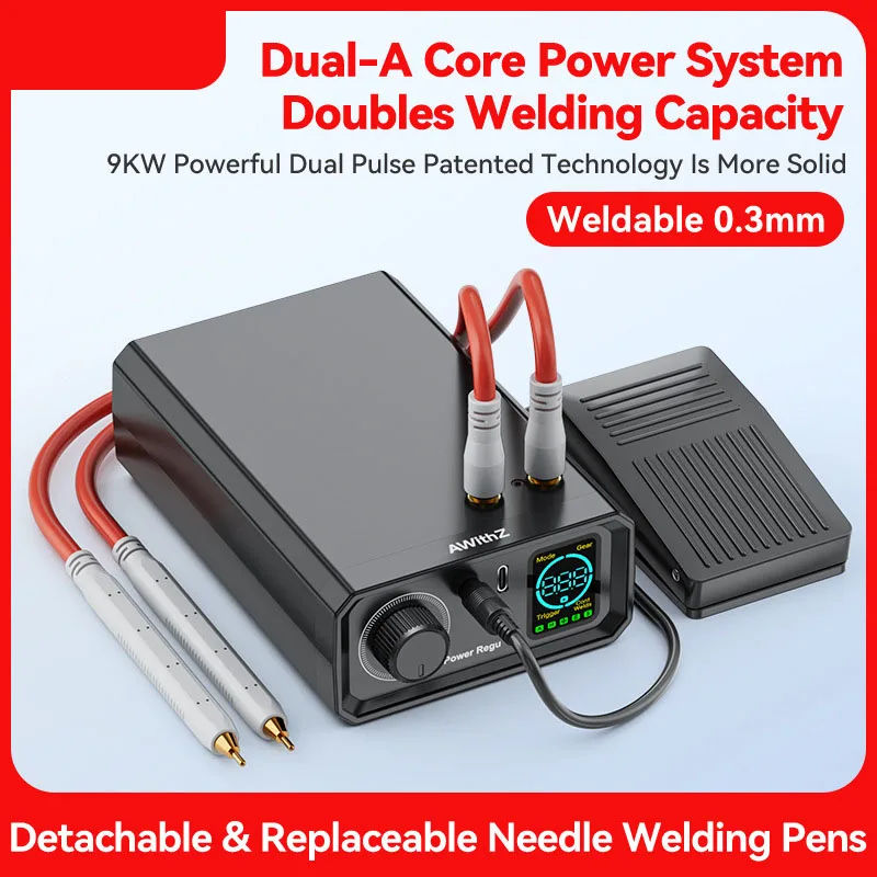 Professional UK1 Spot Welder Lithium Battery 5V/2A Input 1-100 Gears Auto/Manual Foot Pedal Trigger Welding Machine