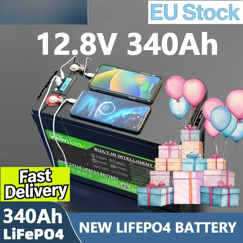 Batería Lifepo4 de 12V 340Ah - Banco de Energía Portátil para Camping, Motocicletas y Autocaravanas