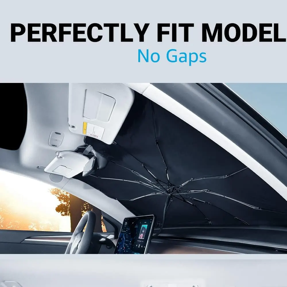 For Tesla Model Y Model 3 highland Windshield Sun Shade Umbrella Front Window Sunshade Cover with 360°Rotation Bendable Model Y