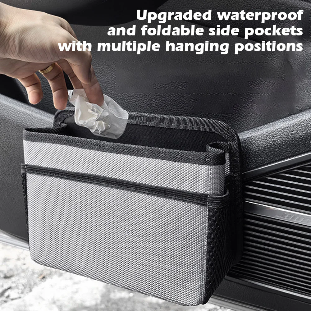 1PCS Universal Car Trash Can Foldable Car Storage Box With Lid Car Back Seat Garbage Can With 30Pcs Trash Bag Car Organizer