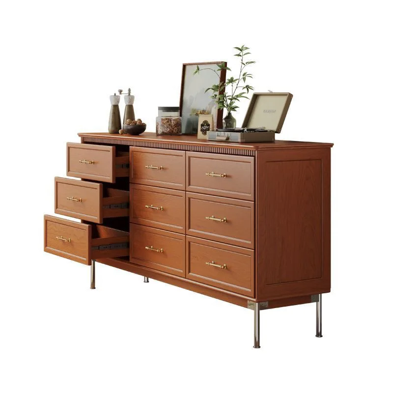 

Retro solid wood nine bucket home living room bedside bedroom modern locker simple storage drawer