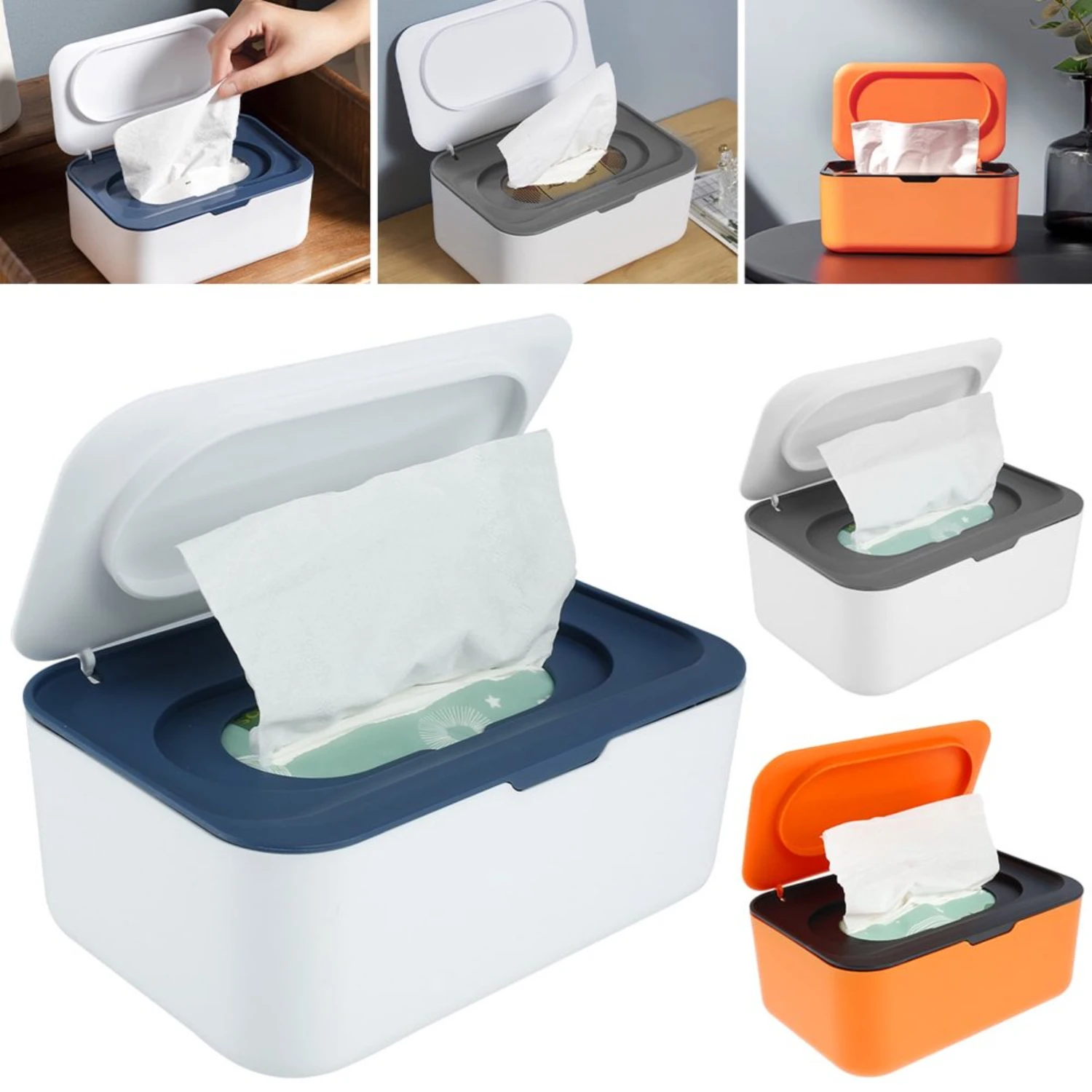 Baby Wipe Dispenser,Baby Wipe Holder Keeps Diaper Wipes Fresh, Easy Open & Close Wipe Container with Buckle Lid,Gray
