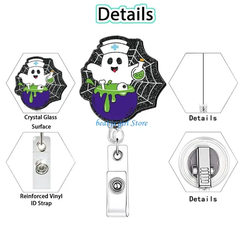 

C7AB ABS Substance Whirling Manifestation Symbol Owner Retractile IDENTITY Card Clip For Halloween Incidents