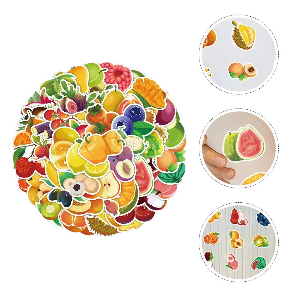 

60pcs Fruit Pvc Scrapbooking Diary Journal Notebook Laptop Diy Removable Adhesive Stickers For Decoration Lightweight Bulk