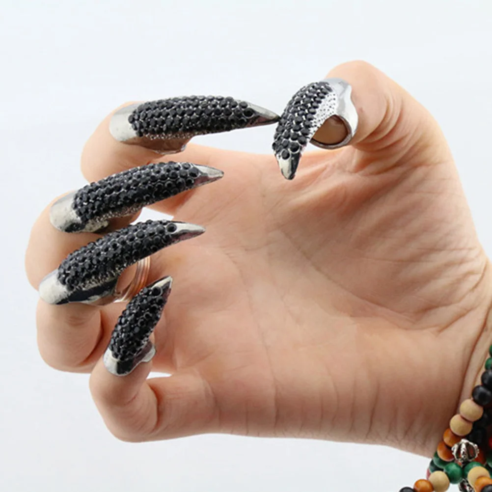 

10 Pcs Retro Diamond Ring Rhinestone Nail European and Alloy Man