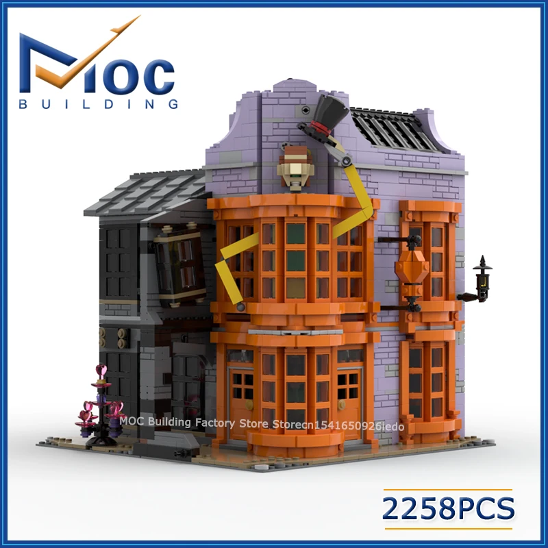 Blocs de construction MOC, scène de film classique, modèle d'architecture modulaire, magicien, roues, boutique de baguettes, bricolage, briques à assembler, jouets, cadeaux de noël