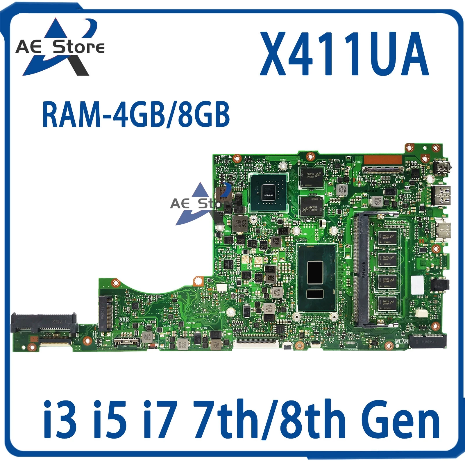 

X411UA Mainboard S4000V X411UQ S4200V X411UF K411U A411U X411UN X411UV F411U X411U X411UNV Laptop Motherboard I3 I5 I7