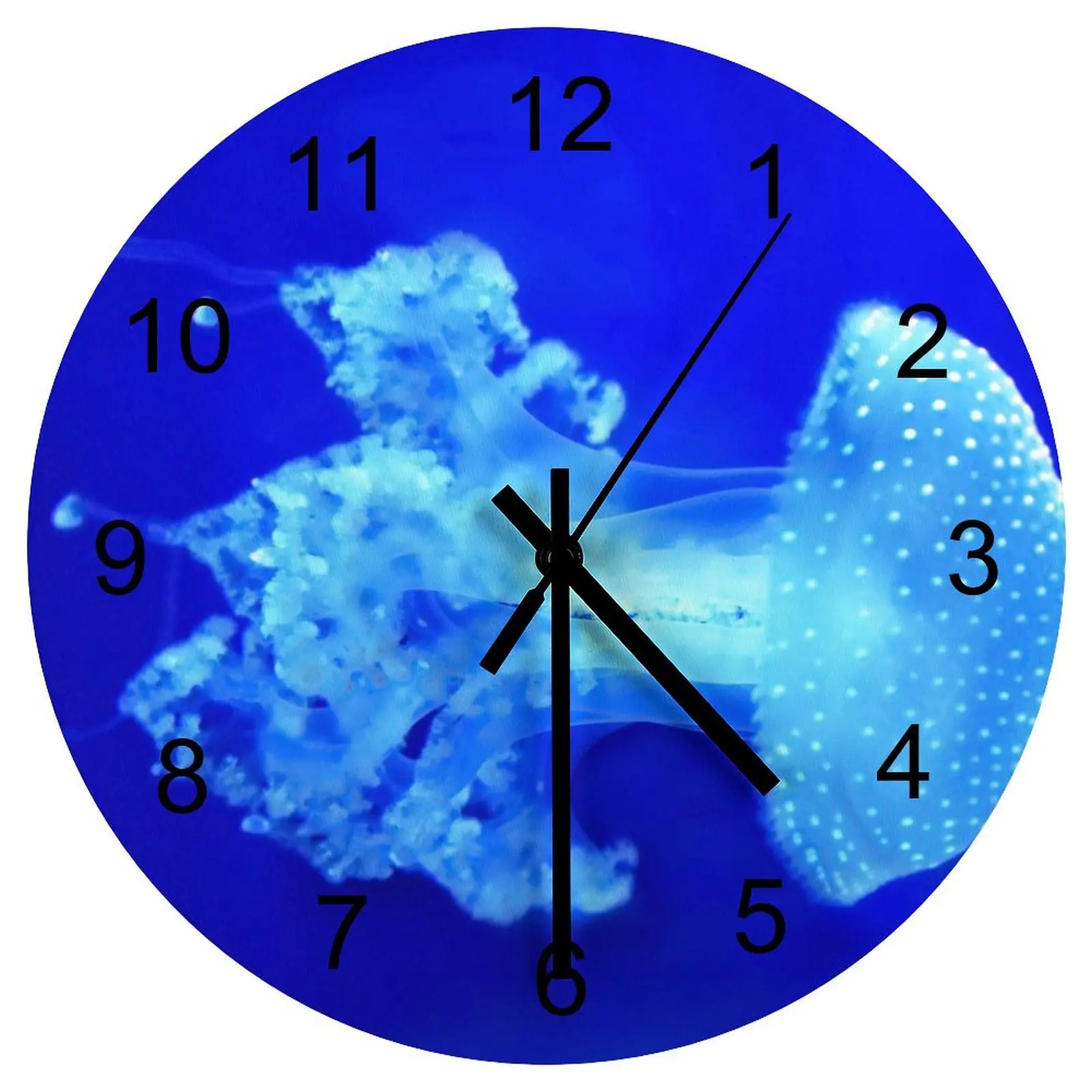 

Bedroom Wall Clock Underwater world jellyfish Clocks 12 inch Silent Wooden Round Durable Classic