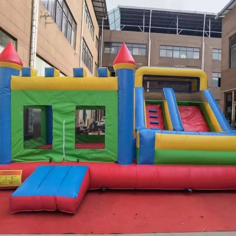 

Уличная детская игровая площадка, игрушки, большая горка, надувной батут, новый замок