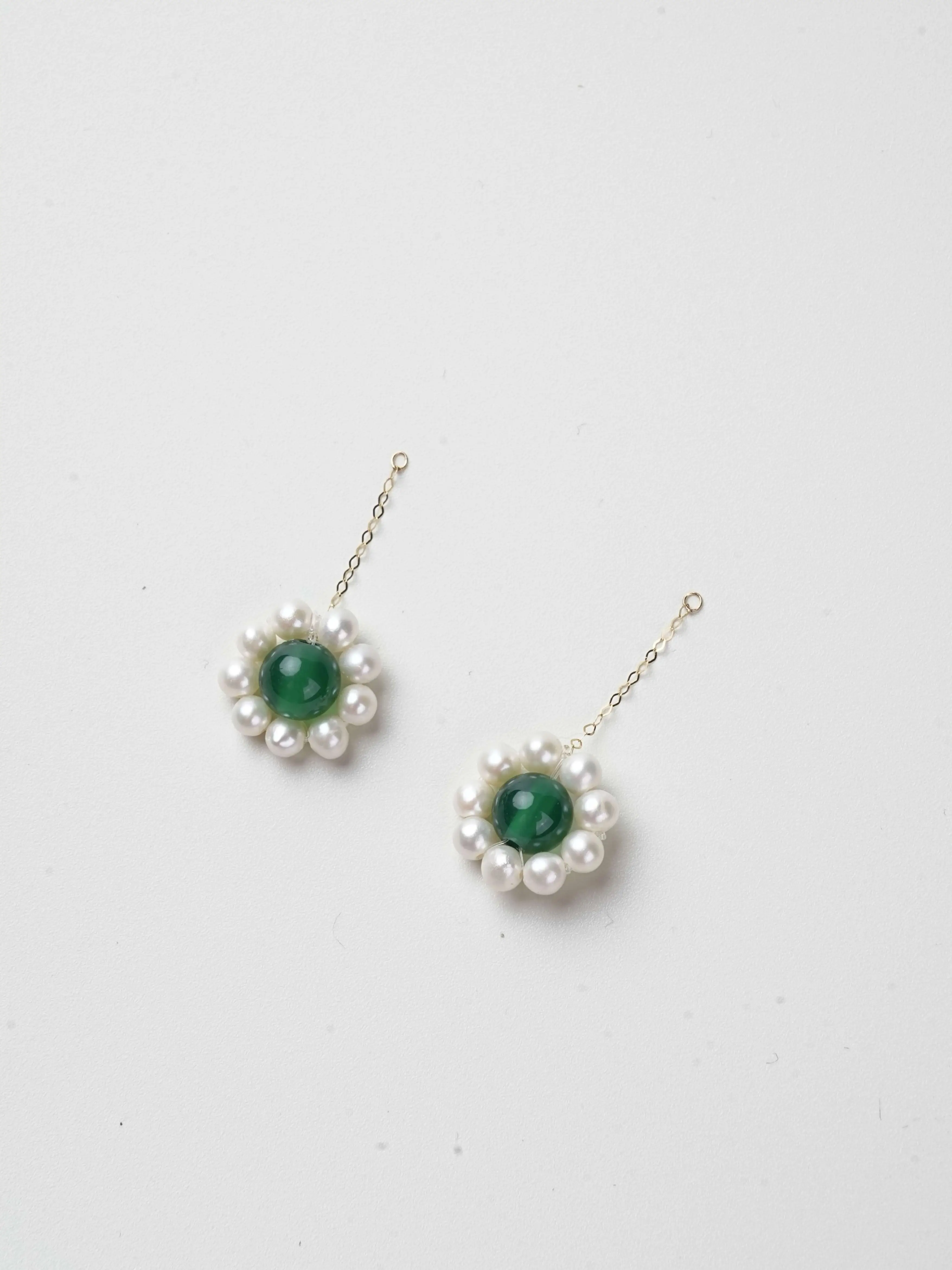 nymph-18k-イエローゴールド天然真珠とグリーン瑪瑙イヤリング-diy-アクセサリー女性用ファインジュエリーブティックギフト-au750diy2026015