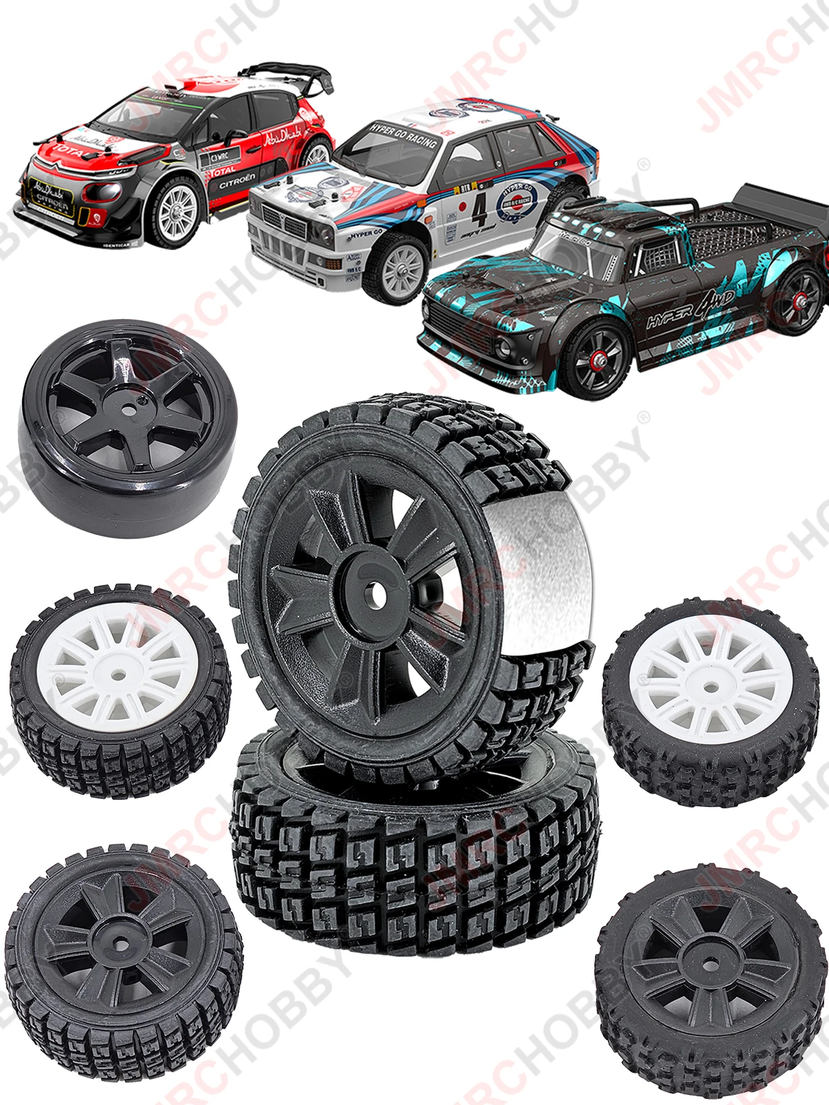 Original MJX Hyper Go 14301 14302 14303 RC Autozubehör Gummi TPR auf Straßenrädern geklebt mit Schwamm 1/14 Slip Drift Wheel – Detail 1