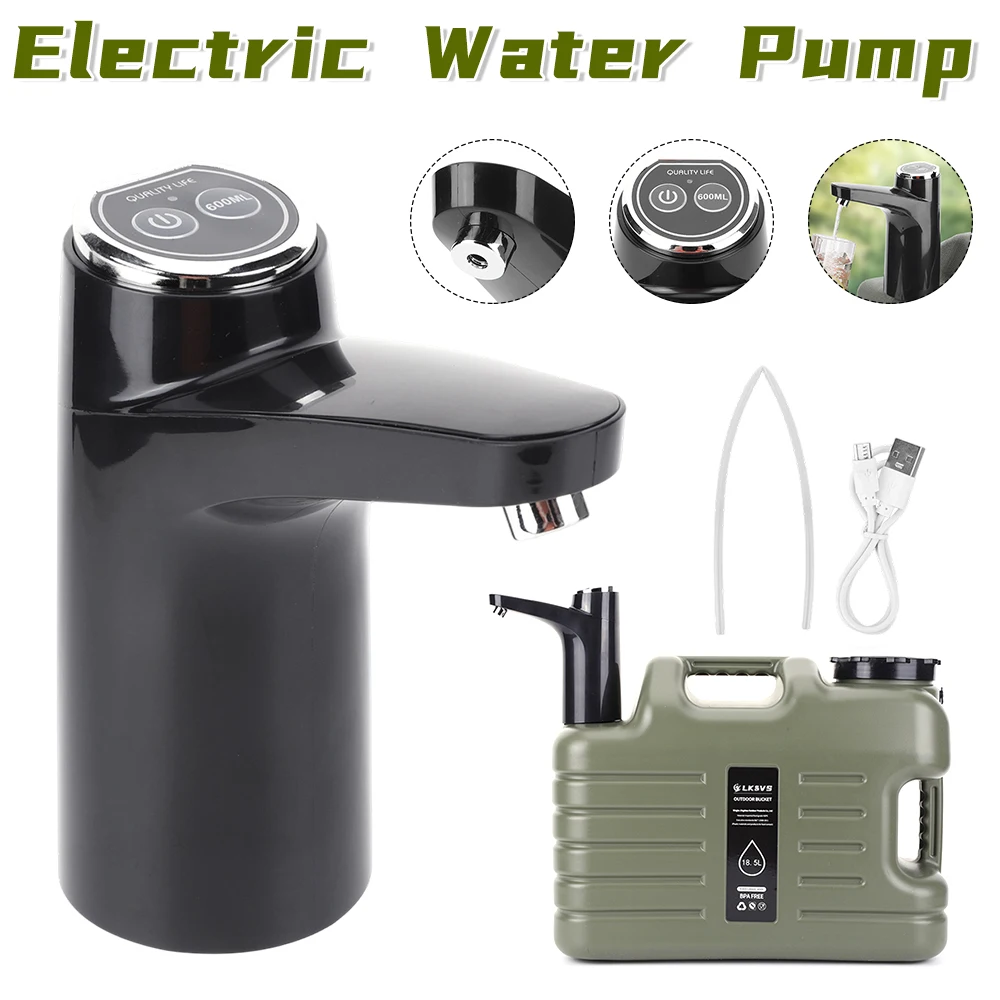 Portable Water Dispenser USB Rechargeable Mini Water Pump One Key Switch Auto Water Pump for Camping Water Tank