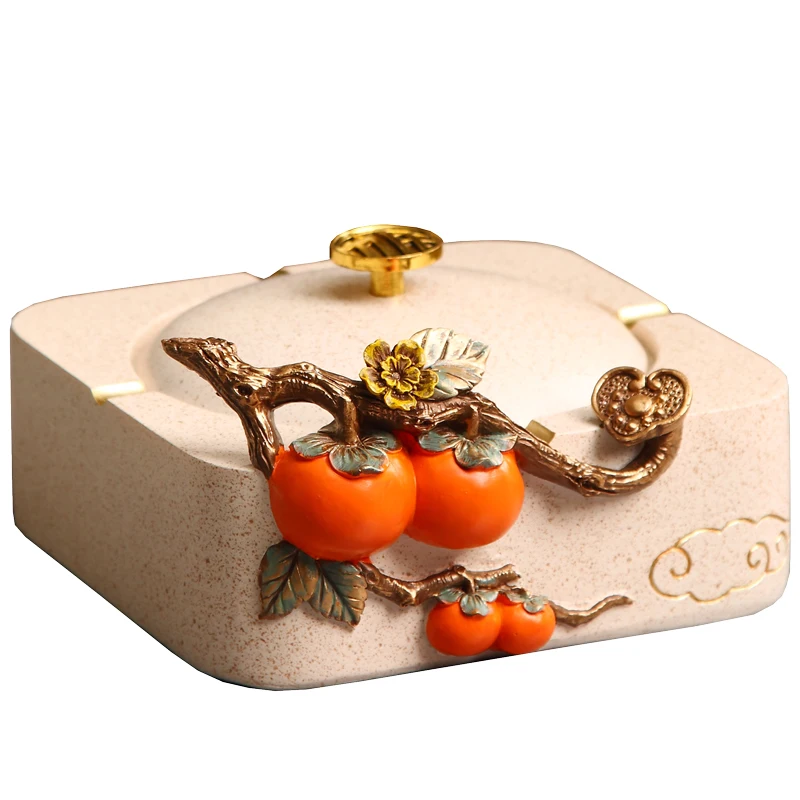 

Persimmon ashtray with cover anti-fly decorative ornament
