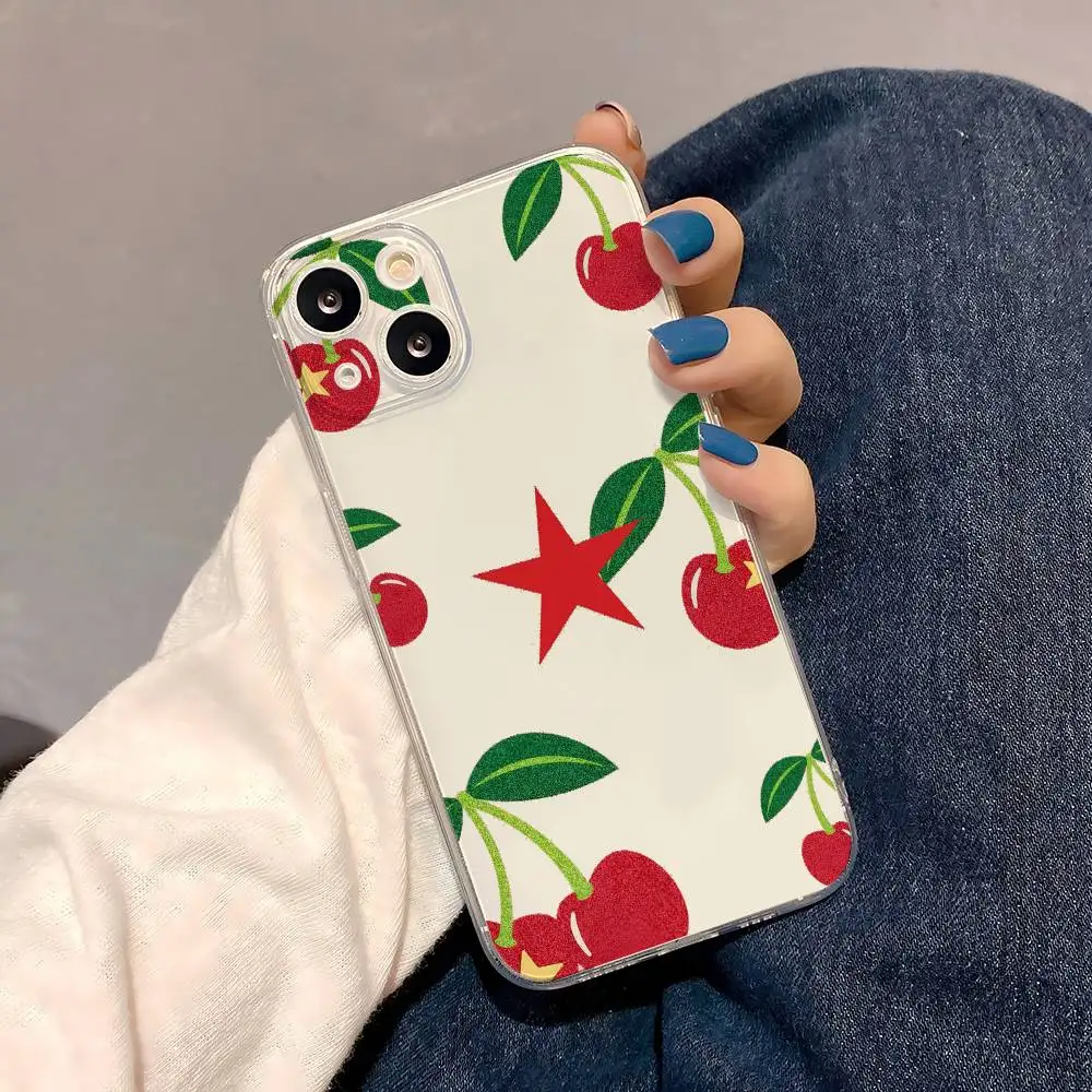 1pc INS CUTE CHERRY Luxury Transparent Phone Case For IPhone 17 16 15 Pro Max 14 13 12 11